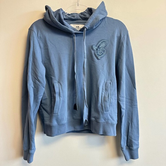 Coach New York Cotton Hoodie Blue Varsity Cursive C Size Large **See Description - Picture 11 of 13